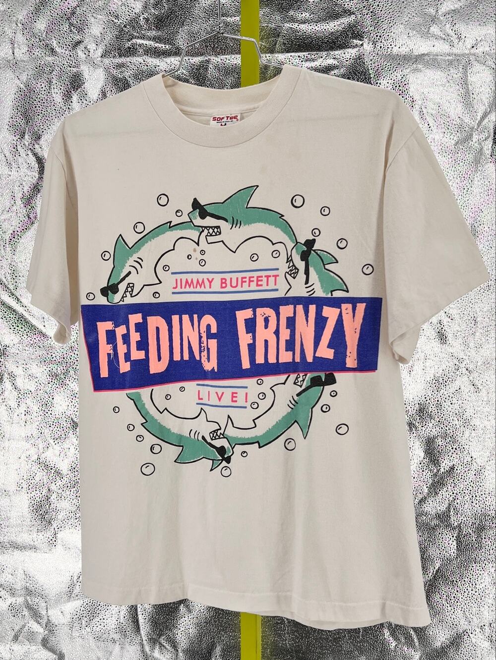 Jimmy Buffett Vintage 1990 Feeding Frenzy Live Tour Tshirt Rare Graphic Size XL